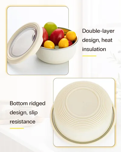 Miniatura 3 de Recipiente de aderezo de ensalada de acero inoxidable Lille Home, recipientes pequeños a prueba de fugas con tapas, beige