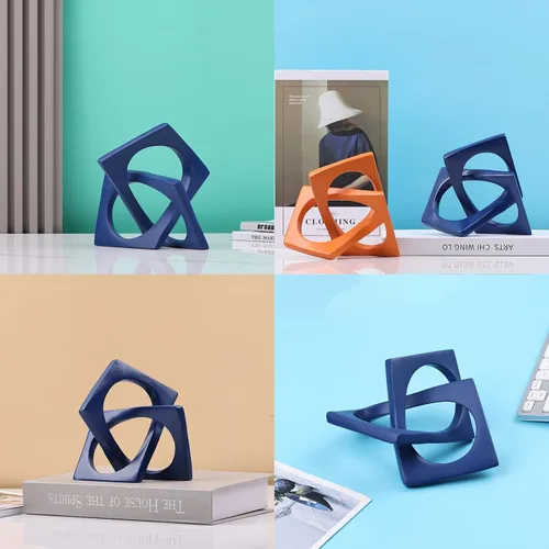 Miniatura 5 de DOVDOV Decoración geométrica de nudo azul, esculturas geométricas, decoraciones modernas para el hogar para decoración del hogar, mesas de comedor