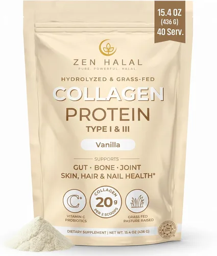 Miniatura 9 de Polvo de colágeno con vitamina C y probiótico (18g de proteína) Péptidos de colágeno halal puro de pasto para mujeres - Sin sabor e hidrolizado