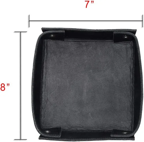 Miniatura 6 de Hide & Drink, Bandeja de cuero Catchall para cambiar, monedas, caja de joyas, gran almacenamiento, hecha a mano, color negro carbón