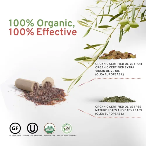 Miniatura 4 de Cápsulas de extracto de hoja de olivo orgánico Olivie Force/Rich Suplemento de polifenol antioxidante para adultos Suplemento de apoyo