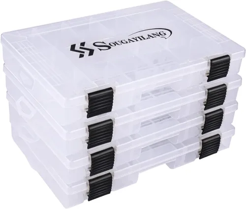 Sougayilang Cajas de aparejos de pesca - 3600 3700 caja organizadora de almacenamiento de plástico con divisores extraíbles - Almacenamiento de