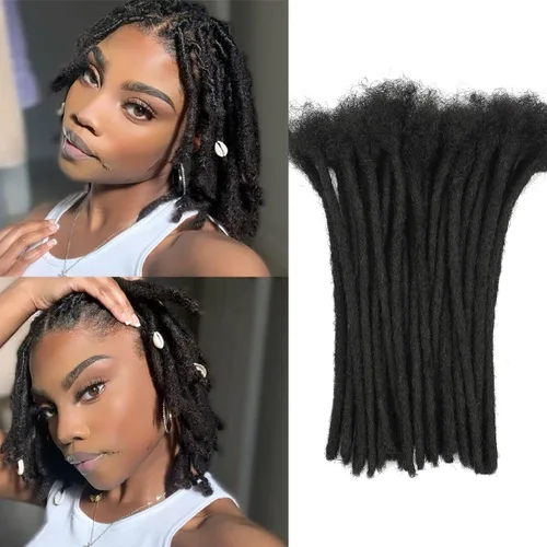 Miniatura 11 de Extensiones de cabello humano con 10 hebras de 6 pulgadas, 100 % hechas a mano, extensiones permanentes de rastas para mujeres y hombres, se pueden