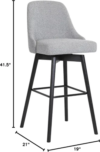 Miniatura 3 de Armen Living Sicily Modern Farmhouse Taburete giratorio de madera negra de 30 pulgadas de altura de asiento para encimera de isla de cocina en tela
