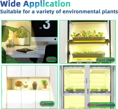 Miniatura 5 de RWNTAO Lámpara de cultivo de una tira de 2 unidades, tiras de luz LED de espectro completo para plantas de interior con temporizador de encendido