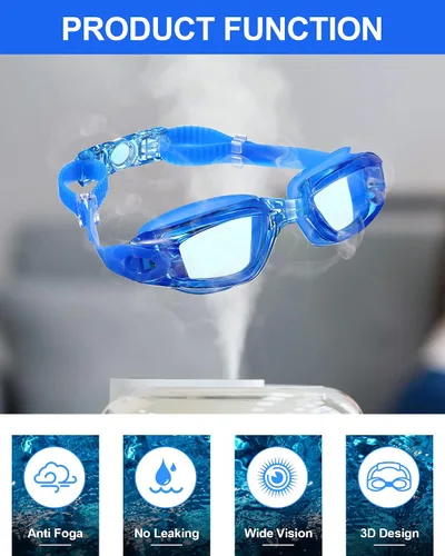 Miniatura 5 de Flutesan Paquete de 6 gafas de natación sin fugas, gafas de protección completa para hombres, mujeres, jóvenes, protección UV, a prueba de niebla