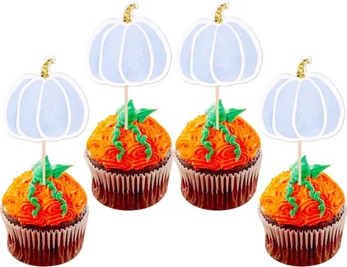 Miniatura 9 de 1 paquete de decoración de pastel de calabaza con purpurina con tema de otoño para pastel de calabaza pequeña, decoración de pastel de cosecha