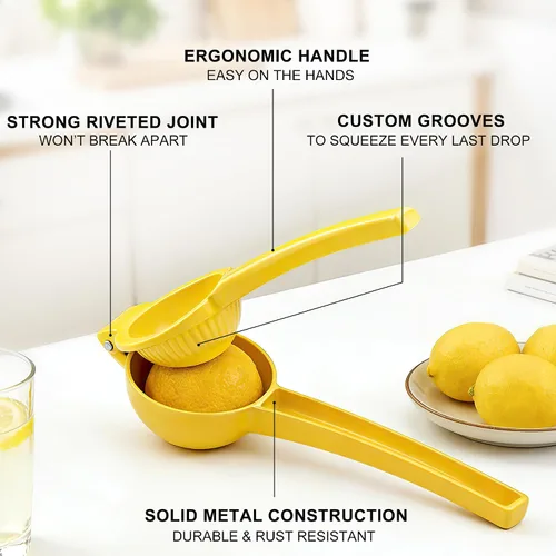Miniatura 3 de YC Kitchen Exprimidor de limón, exprimidor de limón, herramienta manual de metal Herramientas de cocina para exprimidor de cítricos, aptos