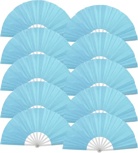Miniatura 14 de 10 ventiladores plegables grandes de mano para hombres y mujeres, abanicos decorativos plegables, accesorios rave, utilizado para bailes, fiestas