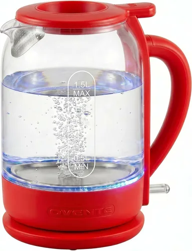 Miniatura 9 de Hervidor Eléctrico OVENTE con Vidrio de Borosilicato de 1.5L, Calentador de Agua de Ebullición Rápida de 1500W para Café o Té, Tapa Fácil de Llenar