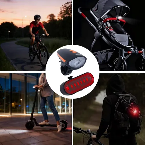 Miniatura 6 de Kunhe Rechargeable Bicycle Front and Rear Lights with Horn 1200mah Battery 120dB Bicycle Bell 150 lumens 3 Light Modes 5 Horn Modes Suitable for