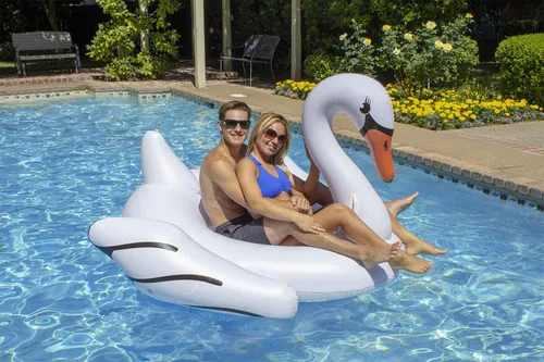 Miniatura 2 de Poolmaster Flotador de piscina Jumbo Rider, cisne, blanco, extra grande