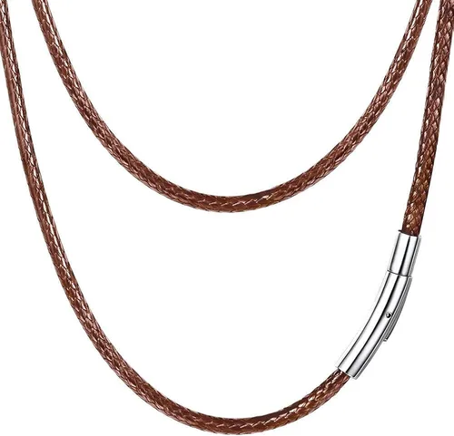 Miniatura 41 de PROSTEEL Collar de cuero impermeable para hombre, 0.079 in/0.118 in, 16 a 30 pulgadas, con cierre de acero inoxidable, cadena de bricolaje