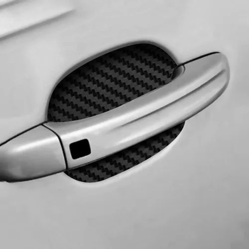 Miniatura 2 de KIMISS - 4 calcomanías antiarañazos para manija de automóvil, de fibra de carbono, universales, protectores de manijas de puerta, calcomanías