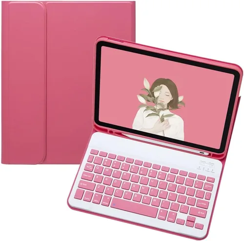 Miniatura 6 de Funda con Teclado para iPad de 9ª 8ª 7ª Generación 10.2 pulgadas iPad Air 3 Pro 10.5 pulgadas Teclado de Color Lindo Desmontable Bluetooth Funda