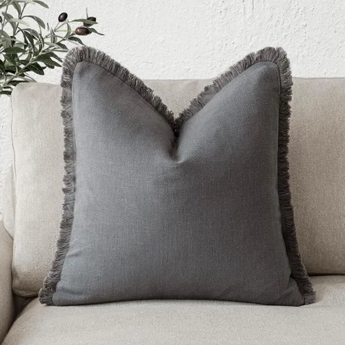 Miniatura 22 de Foindtower Fundas de almohada decorativas de lino con flecos, acogedora funda de cojín bohemia estilo farmhouse con borlas, funda de almohada