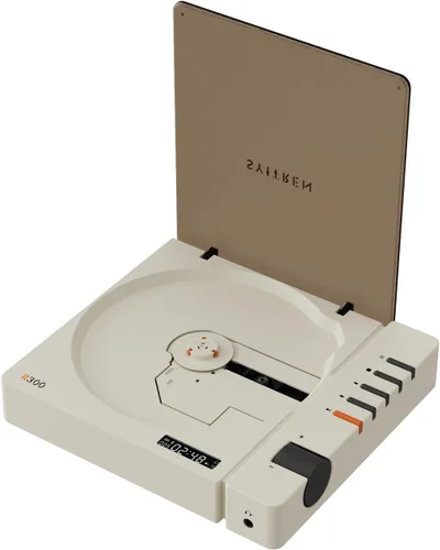 Miniatura 10 de syitren R300 - Reproductor de CD portátil Bluetooth de escritorio retro para el hogar, sin altavoces, batería recargable, pequeño reproductor de CD