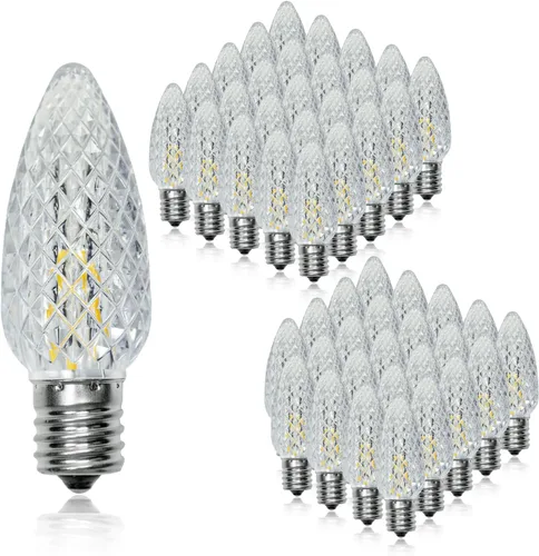 Miniatura 11 de Paquete de 25 bombillas LED C9 de repuesto para Navidad, bombillas LED C9 inastillables para cadena de luces de Navidad, base de candelabro E17