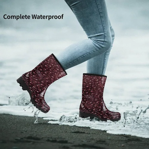 Miniatura 65 de DKSUKO Waterproof Womens Rain Boots insulated,Lightweight Rubber fashion Boots in Gardening,Warm and Comfortable Wide Calf Rain Boots with Glossy in