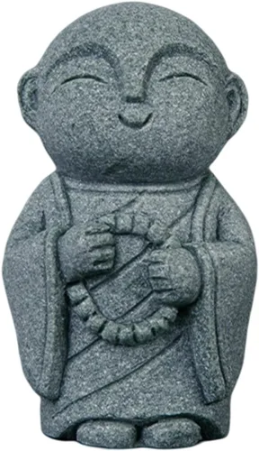 Miniatura 18 de livelyfish Estatua de monje rezante de Bosatsu de Bosatsu japonés de Buda Bosatsu Feng Shui, piedra arenisca feliz/sonriente en miniatura, adorno