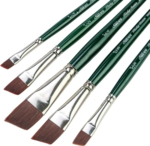 Miniatura 12 de Silver Brush Limited RSS-2560S - Juego de pinceles de satén rubí, tamaño redondo 4, tamaño brillante 10, peine de hierba Filbert de 1/2 pulgada