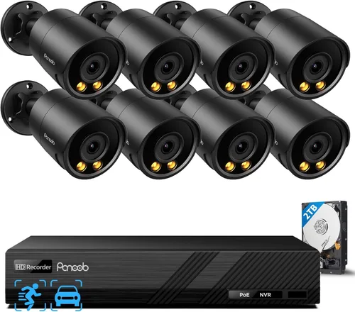 Miniatura 11 de Sistema de cámara de seguridad PoE, 4 cámaras IP bala con cable de 4 MP para exteriores, micrófono integrado para exteriores, detección de vehículos
