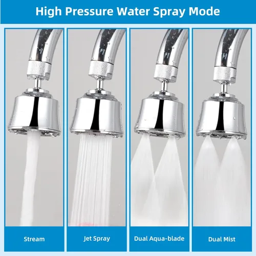 Miniatura 5 de Hygie Rinse Cabezal de repuesto para grifo de fregadero de cocina, accesorio rociador de 4 rociadores con 2 juntas de bola, giro de ángulo grande