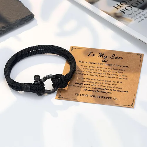 Miniatura 4 de PINKDODO Pulsera con texto en inglés To My Boys, regalos para hijo, nieto, sobrino, hermano, cumpleaños, graduación, regalos de Navidad
