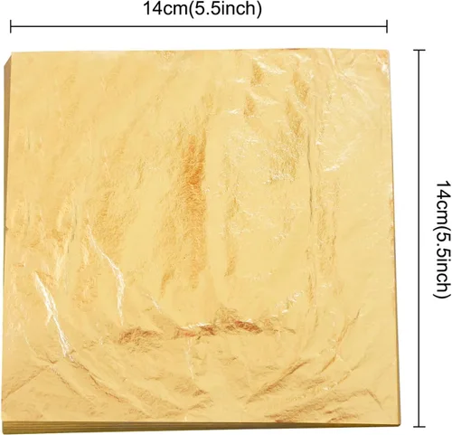 Miniatura 2 de YongBo Hojas de hojas doradas, 200 piezas de papel de aluminio dorado de 5.5 pulgadas para manualidades, pintura, dorado, slime, diseño de uñas