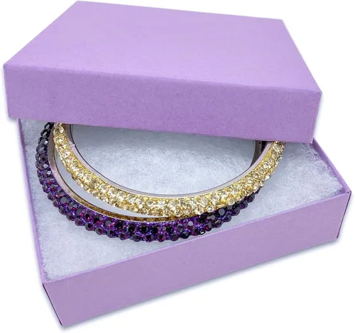 Miniatura 13 de TheDisplayGuys - Paquete de 100 cajas de cartón rellenas de algodón #10 para joyas, color morado lavanda (1.9 x 1.3 x 0.7 pulgadas), para envío