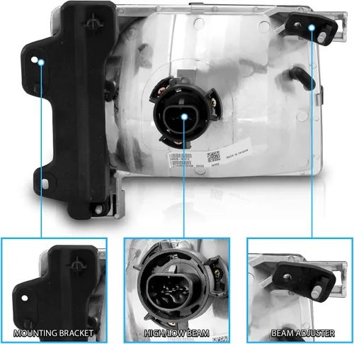 Miniatura 5 de AmeriLite para Nissan 1998-2000 Frontier / 2001 Xterra Faros Delanteros de Repuesto Transparentes Cristalinos Par - Lado del Pasajero y del Conductor