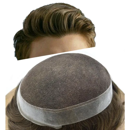 Sistema de reemplazo de cabello de encaje francés para hombre, piezas de cabello de aspecto natural, color negro, marrón, rubio, gris, protesis