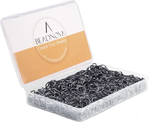 Miniatura 15 de BEADNOVA Anillos de salto negros de 0.157 in para hacer joyas, anillos abiertos para llaveros y reparación de collares (300 unidades)