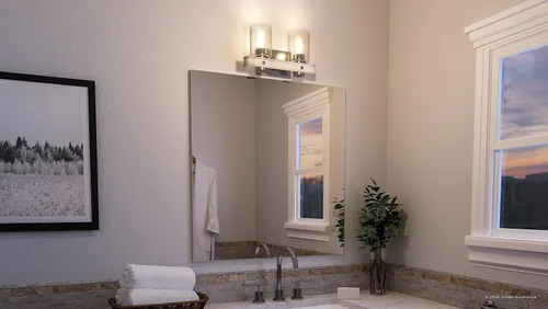 Urban Ambiance Lámpara de tocador de baño moderna de lujo, tamaño mediano: 8.5 pulgadas de alto x 15.5 pulgadas de ancho, con elementos de estilo