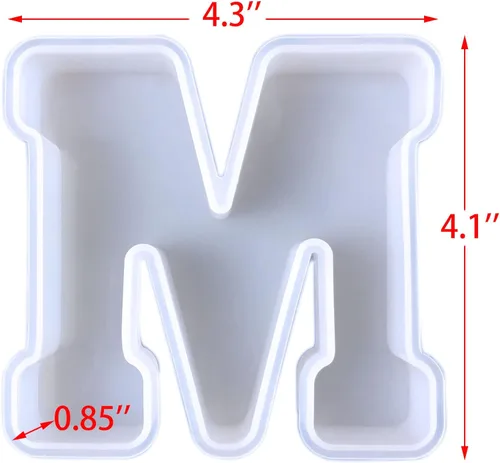 Miniatura 5 de Molde de silicona de 4 pulgadas, paquete de 26 letras inglesas, molde de fundición de resina con letras grandes y mayúsculas del alfabeto