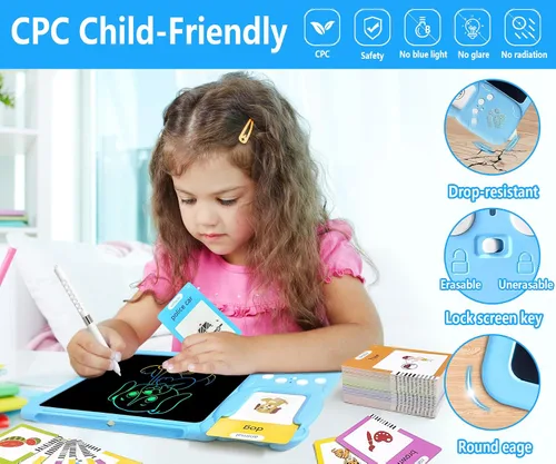 Miniatura 2 de Rylai Juguetes para Niños Pequeños Tarjetas Flash Parlantes, Recursos de Aprendizaje de Kindergarten 510 Palabras Visuales con Tableta de Dibujo