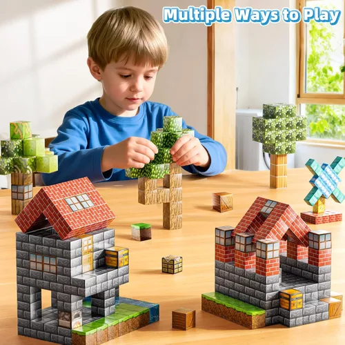 Miniatura 3 de Bloques Magnéticos de Juguete para Niños, 110 PCS Bloques de Construcción Magnéticos, Juguete de Apilamiento Sensorial STEM Montessori para Niños