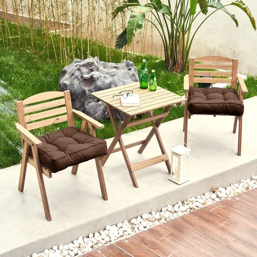Miniatura 21 de ARTPLAN Cojín de asiento para exteriores, cojín cuadrado grueso para silla de mimbre de patio con lazo, juego de 2, 19 x 19 x 5 pulgadas, beige