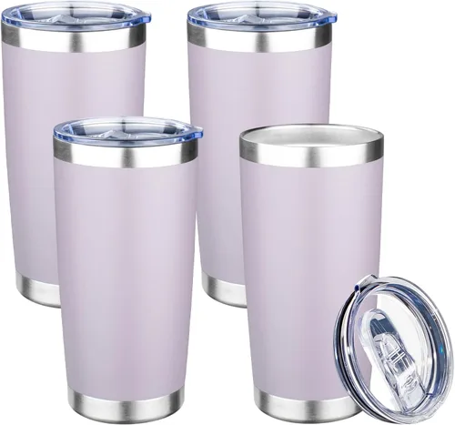 Miniatura 21 de Vaso de 20 onzas con tapa, taza de café de viaje de doble pared aislada al vacío, taza térmica de acero inoxidable con recubrimiento en polvo, vaso