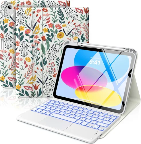 Miniatura 14 de MoKo Funda con teclado táctil para iPad (A16) 11ª generación de 11 pulgadas 2025, iPad de 10.9 pulgadas de 10.9 pulgadas, funda con soporte para azul
