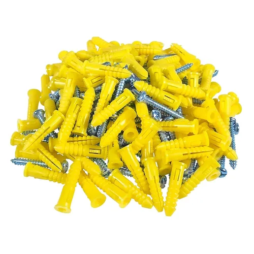 Miniatura 8 de Anclajes de pared acanalados #8-#10 de 1 pulgada con tornillos, paquete de 100, blanco, anclaje de plástico para paneles de yeso/hormigón, tornillo