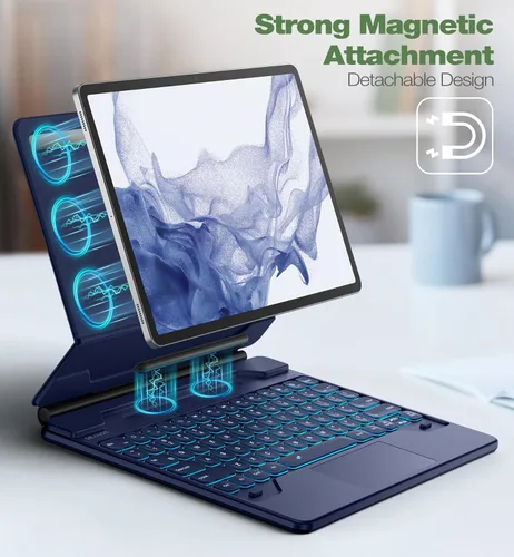 Miniatura 3 de Dexnor para Samsung Galaxy Tab S10+ Plus/S9+ Plus/S9 FE+ Plus/S8+ Plus/S7+ Plus/S7 FE Funda con teclado 31.5 cm Flotante Cantilever Magnético Azul