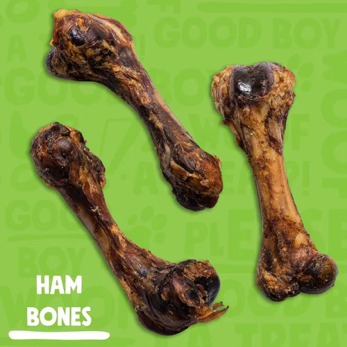 Miniatura 2 de Huesos de fémur de cerdo de 8 pulgadas para perros (paquete de 3), huesos grandes para perros grandes, jamón gourmet de carne de res