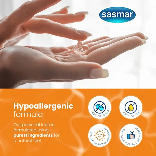 Miniatura 4 de Lubricante personal de calentamiento – Proporciona un efecto de calentamiento suave, 2.3 onzas por Sasmar, lubricante no pegajoso y sin perfume