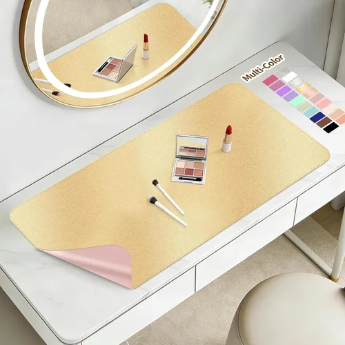 Miniatura 12 de Alfombrilla de maquillaje para tocador para proteger la parte superior del escritorio de 23.6 x 11.8 pulgadas, tapete de maquillaje de doble cara