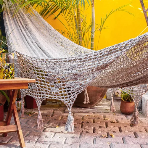 Miniatura 2 de Novica Handmade Mirage in Grey Cotton Rope Hammock (Triple)
