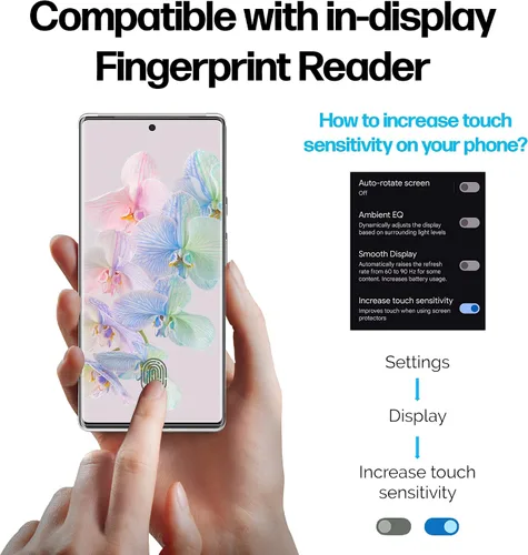 Miniatura 5 de Power Theory Protector de pantalla para Google Pixel 6 PRO [2 unidades] [no de vidrio] compatible con fundas, cubierta completa, película flexible