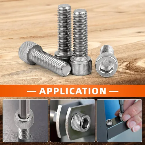 Miniatura 5 de Tornillos métricos de cabeza hueca M6-0.039 x 2.756 in, unidad de enchufe Allen, acero inoxidable 18-8, totalmente roscados, acabado brillante