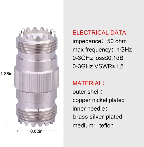Miniatura 2 de XRDS -RF UHF PL-259 a SO239 - Conector adaptador hembra (2 unidades NO para televisores)