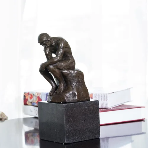Miniatura 5 de Rodin The Thinker Statue TPE-185 - Estatuas de bronce para decoración del hogar, 5 piezas